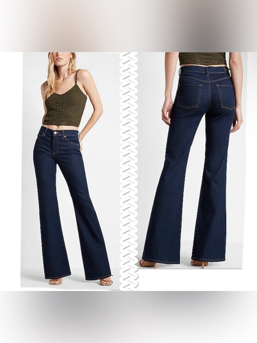 Express 70S Flare Mid Rise Jeans Size 8L